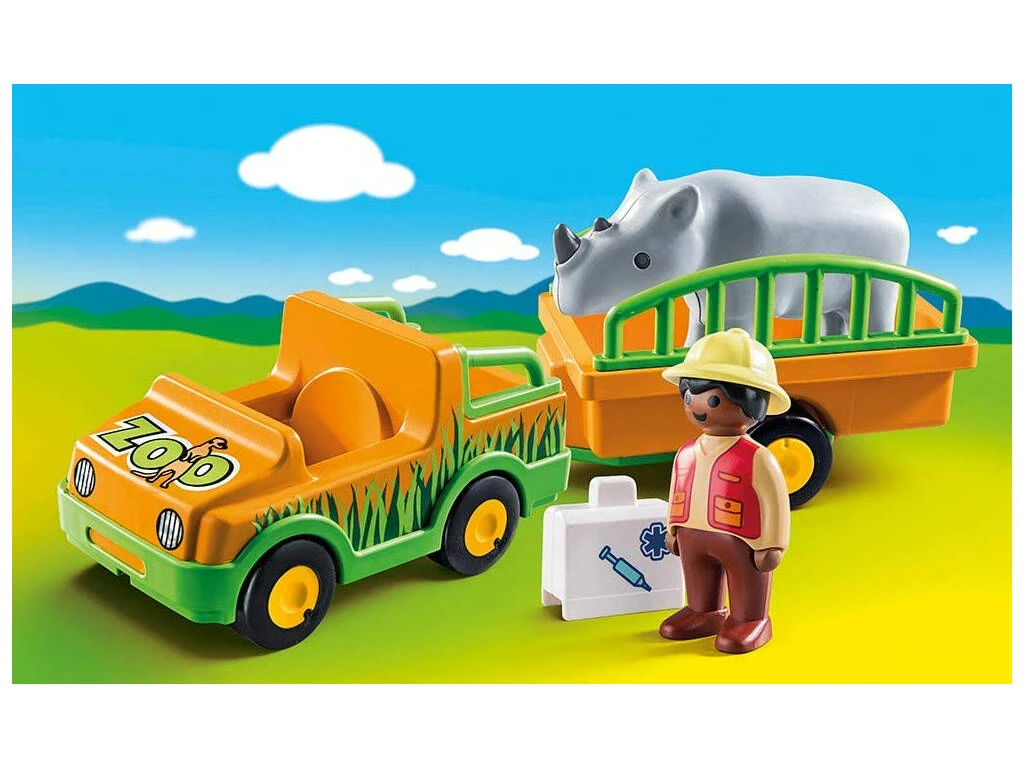 Playmobil 1,2,3 Vehiculo Del Zoo Con Rinoceronte Playmobil 70182 2 Playmobil 1,2,3 Vehiculo Del Zoo Con Rinoceronte Playmobil 70182 - Imagen 2