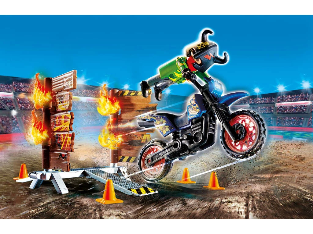 Playmobil Stuntshow Moto Con Muro De Fuego 70553 2 Playmobil Stuntshow Moto Con Muro De Fuego 70553 - Imagen 2