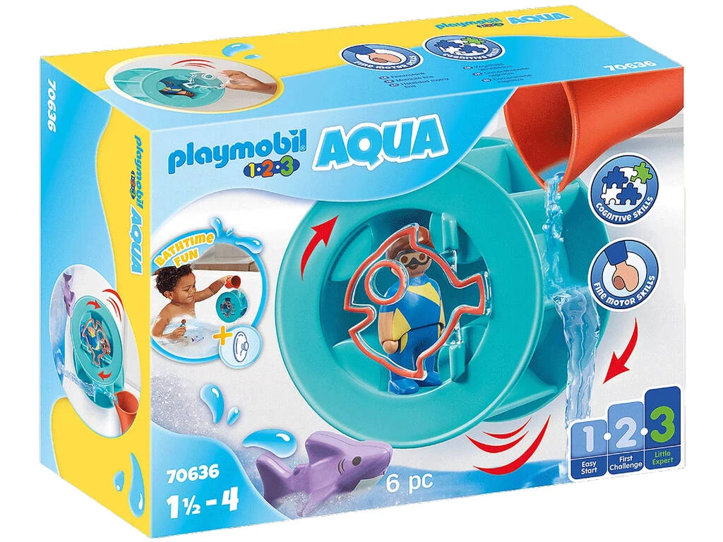 Playmobil 1,2,3 Rueda De Agua Con Bebé Tiburón 70636 1 Playmobil 1,2,3 Rueda De Agua Con Bebé Tiburón 70636