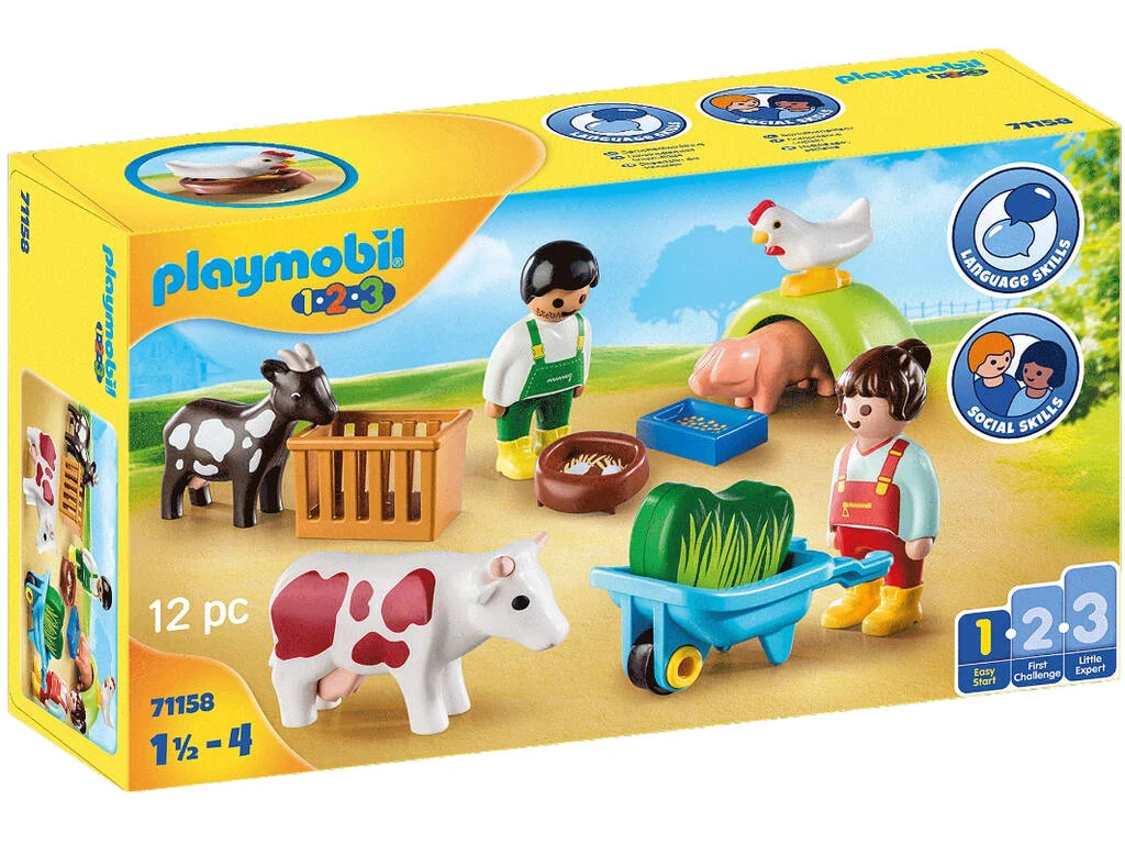 Playmobil 1.2.3 Diversión En La Granja 71158 1 Playmobil 1.2.3 Diversión En La Granja 71158