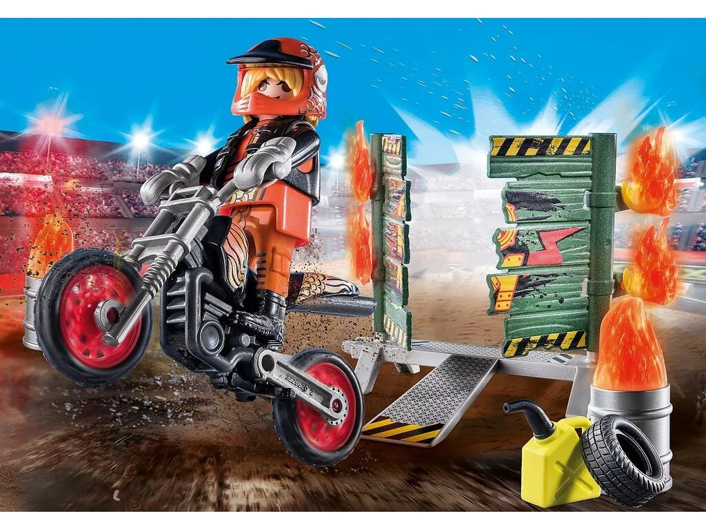 Playmobil Starter Pack Stunt Show Moto Con Pared De Fuego 71256 2 Playmobil Starter Pack Stunt Show Moto Con Pared De Fuego 71256 - Imagen 2