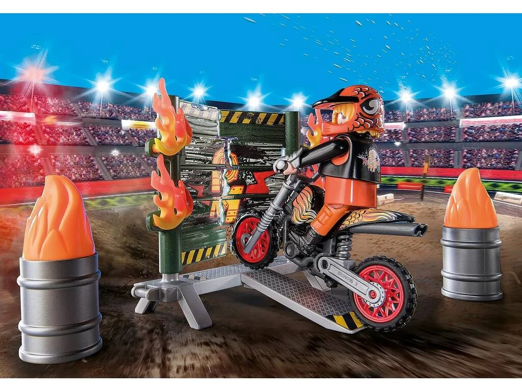 Playmobil Starter Pack Stunt Show Moto Con Pared De Fuego 71256 3 Playmobil Starter Pack Stunt Show Moto Con Pared De Fuego 71256 - Imagen 3