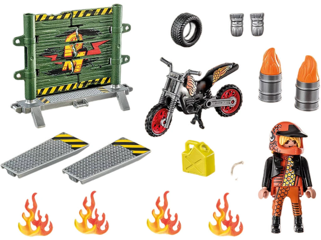 Playmobil Starter Pack Stunt Show Moto Con Pared De Fuego 71256 4 Playmobil Starter Pack Stunt Show Moto Con Pared De Fuego 71256 - Imagen 4