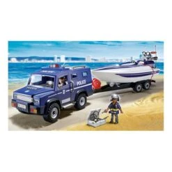 Playmobil - Coche De Policia Con Lancha - 5187 -Juguetes Descuento Tienda medias 820